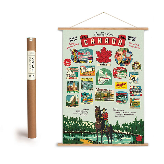 Canadian Provinces Retro 20 x 28'' Print + Hanging Kit
