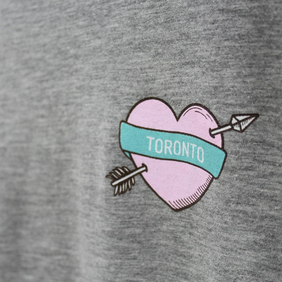 Toronto Heart and Arrow Bamboo T-Shirt - Grey