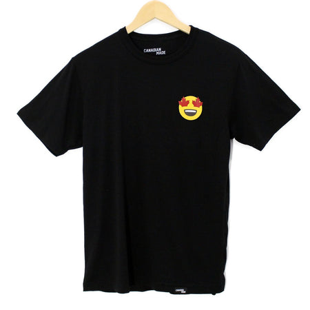 Maple Leaf Eyes Emoji Bamboo T-Shirt - Black
