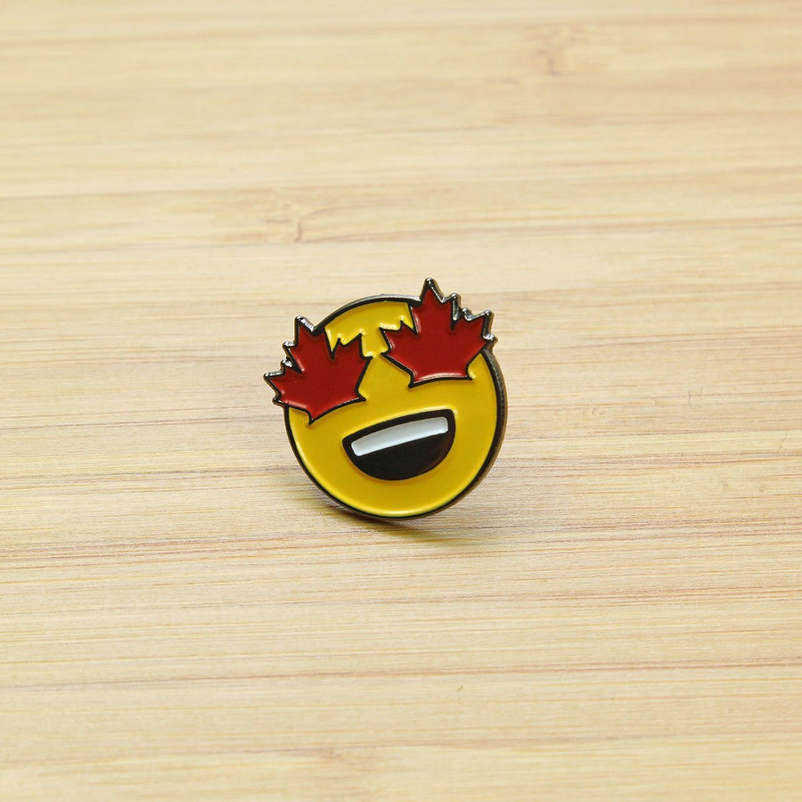 Maple Leaf Eyes Emoji Enamel Pin