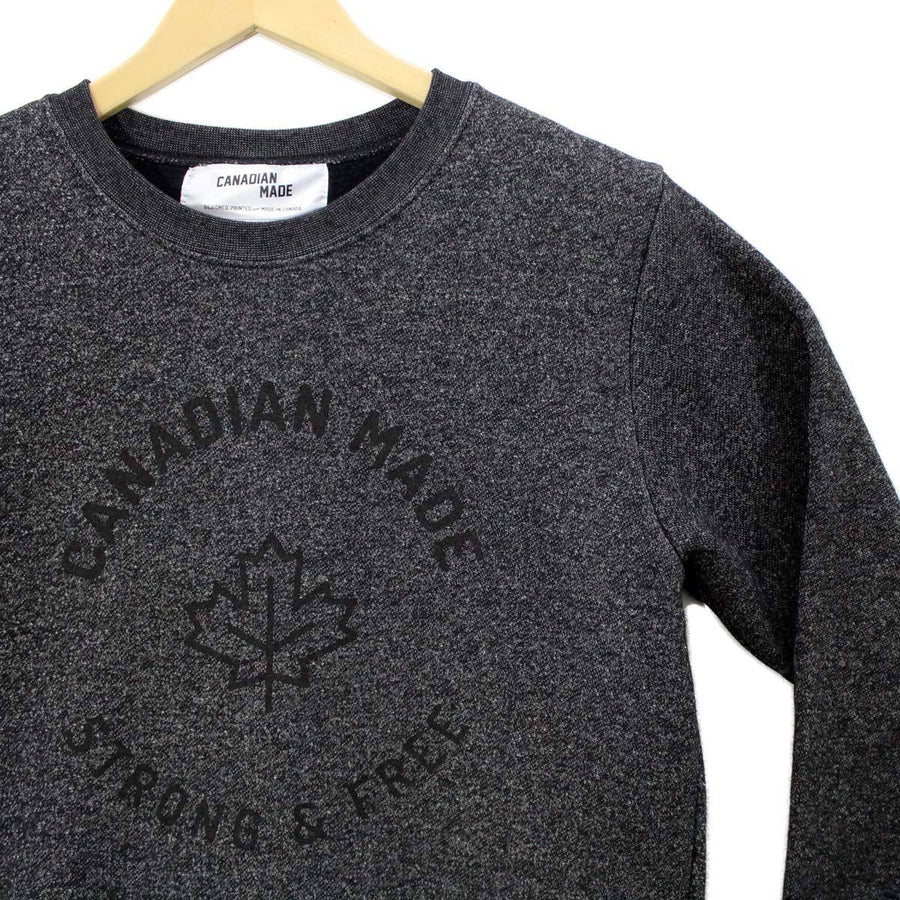 Canadian Made Strong & Free Marled Cotton Sweatshirt - Black