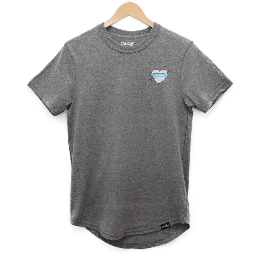 Calgary Heart and Arrow Round Hem T-Shirt - Grey