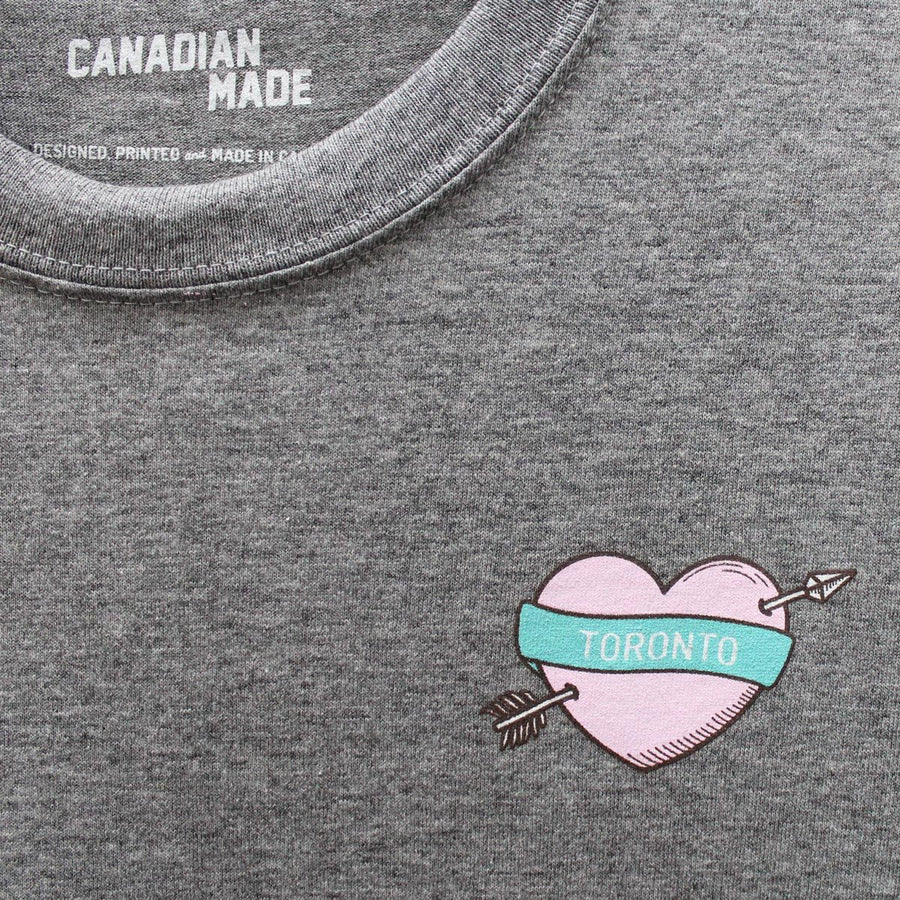 Toronto Heart and Arrow Round Hem T-Shirt - Grey