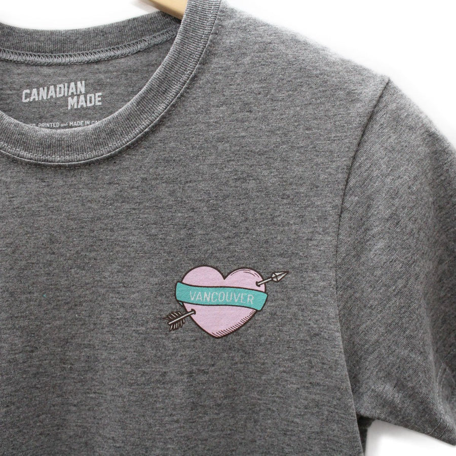 Vancouver Heart and Arrow Round Hem T-Shirt - Grey