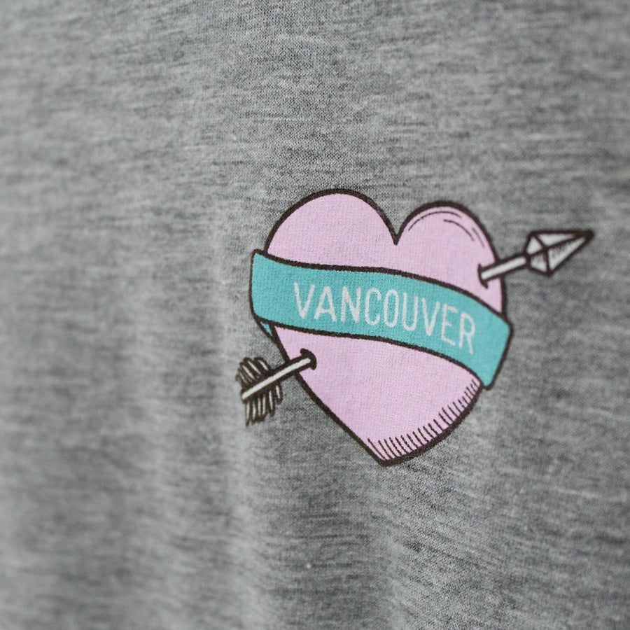 Vancouver Heart and Arrow Bamboo T-Shirt - Grey